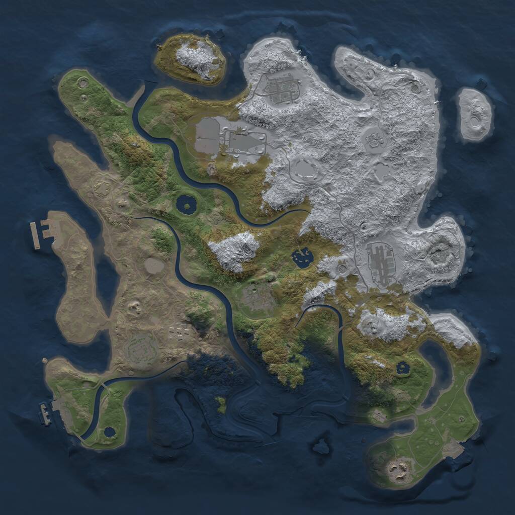 Rust Map: Procedural Map, Size: 3800, Seed: 877548446, 14 Monuments