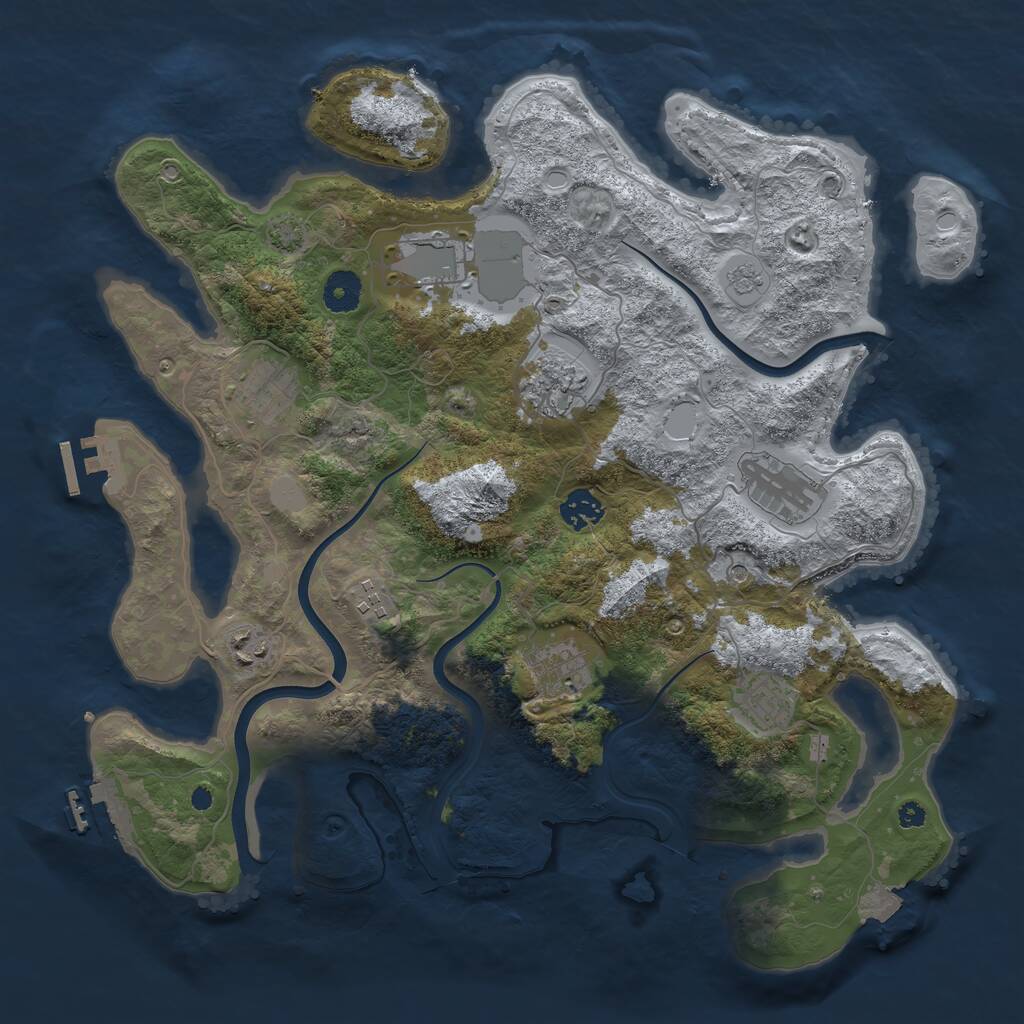 Rust Map: Procedural Map, Size: 3800, Seed: 877548446, 15 Monuments