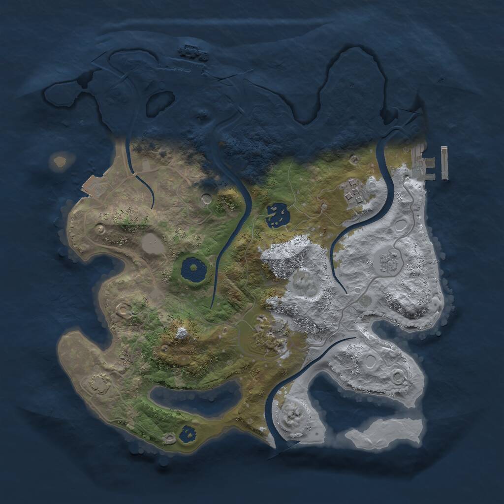Rust Map: Procedural Map, Size: 3000, Seed: 20132, 9 Monuments