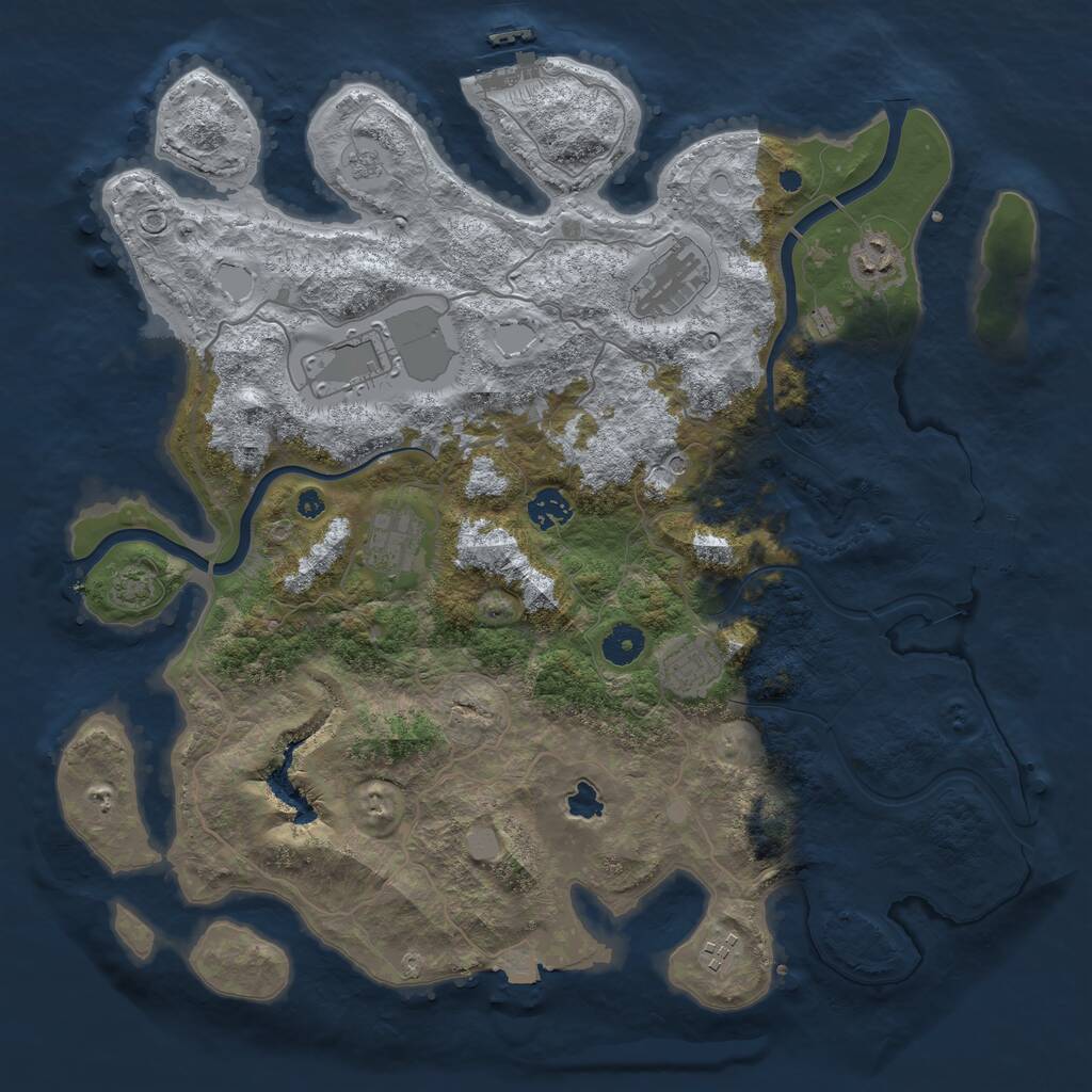 Rust Map: Procedural Map, Size: 4000, Seed: 554618653, 13 Monuments