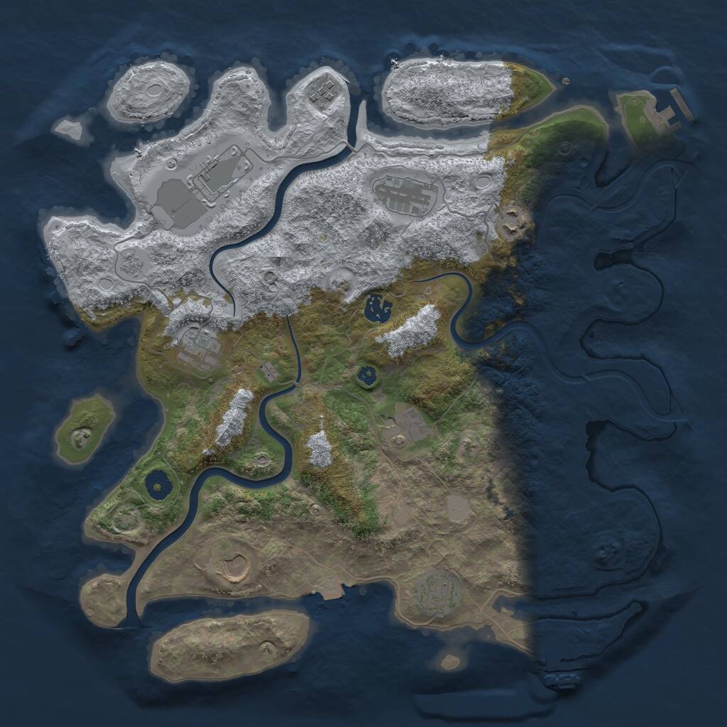 Rust Map: Procedural Map, Size: 3900, Seed: 1623921870, 14 Monuments