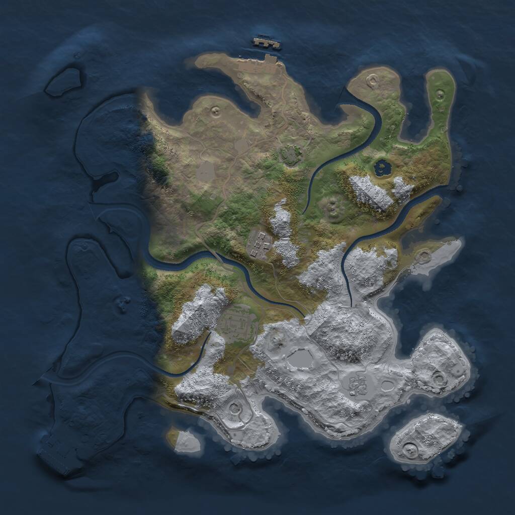 Rust Map: Procedural Map, Size: 3000, Seed: 75868, 8 Monuments