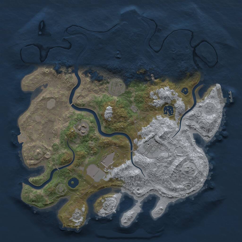 Rust Map: Procedural Map, Size: 3500, Seed: 148831693, 12 Monuments