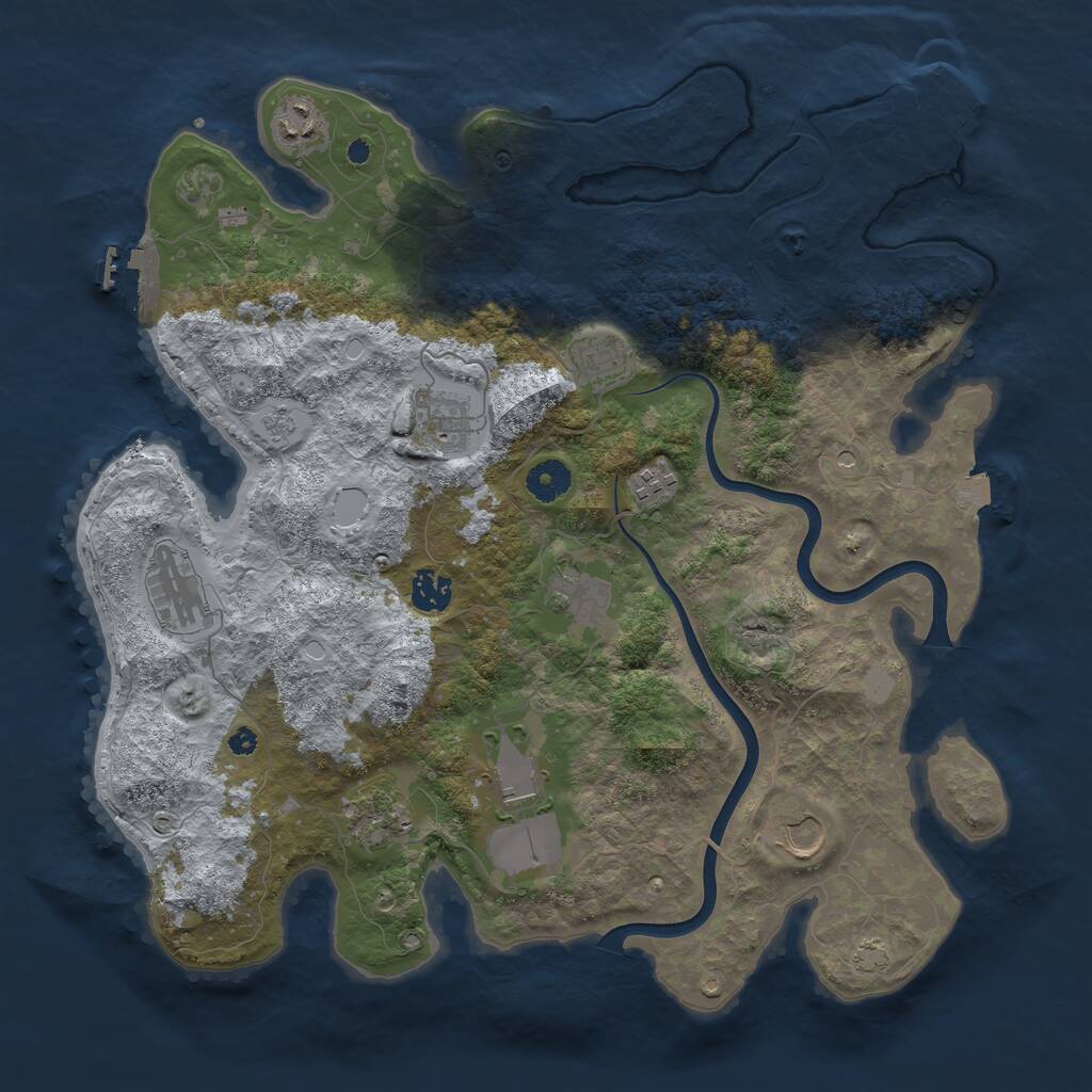 Rust Map: Procedural Map, Size: 3900, Seed: 1084030037, 16 Monuments