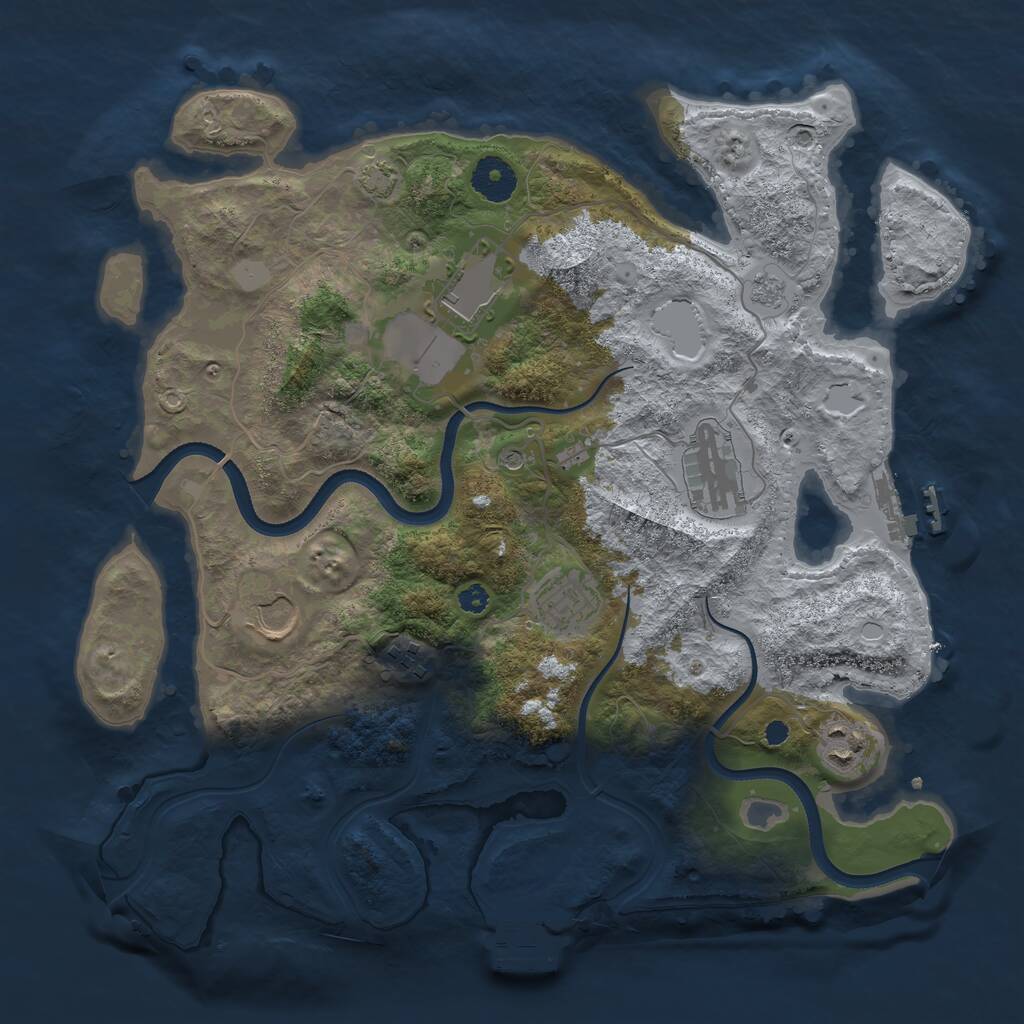 Rust Map: Procedural Map, Size: 3500, Seed: 1800683816, 12 Monuments