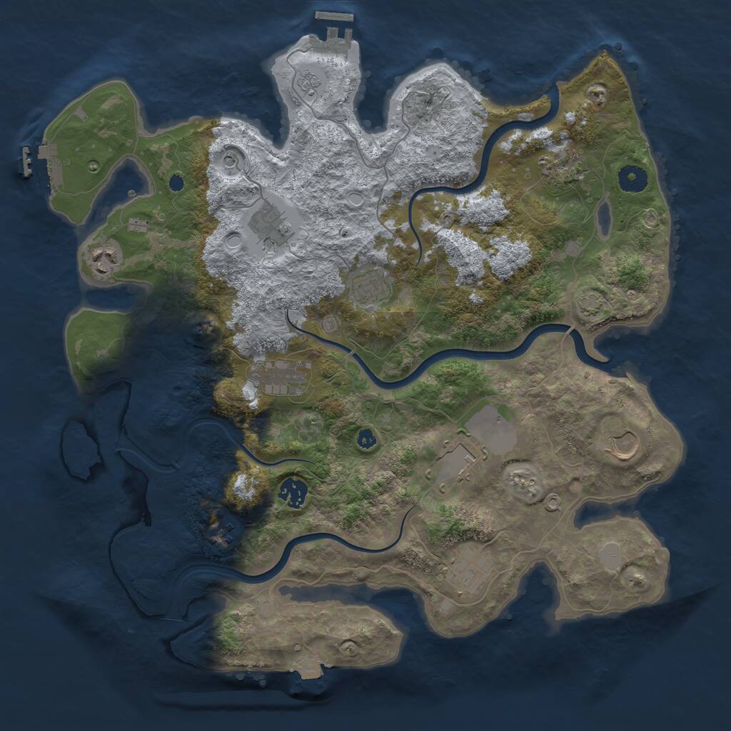Rust Map: Procedural Map, Size: 3850, Seed: 912488733, 16 Monuments