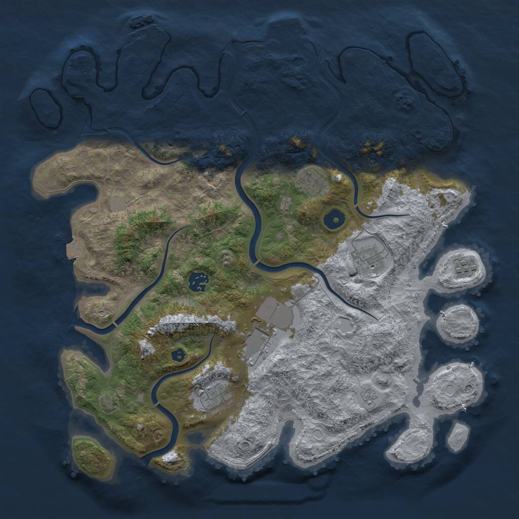 Rust Map: Procedural Map, Size: 3850, Seed: 211893075, 12 Monuments