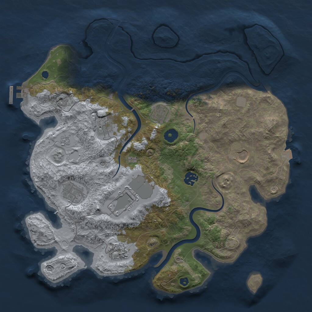 Rust Map: Procedural Map, Size: 3500, Seed: 1121425274, 12 Monuments