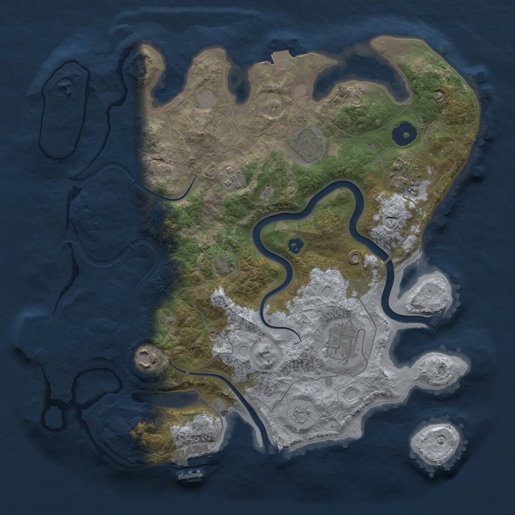 Rust Map: Procedural Map, Size: 3300, Seed: 562396559, 11 Monuments