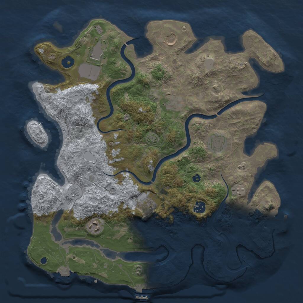 Rust Map: Procedural Map, Size: 3750, Seed: 1929401126, 14 Monuments