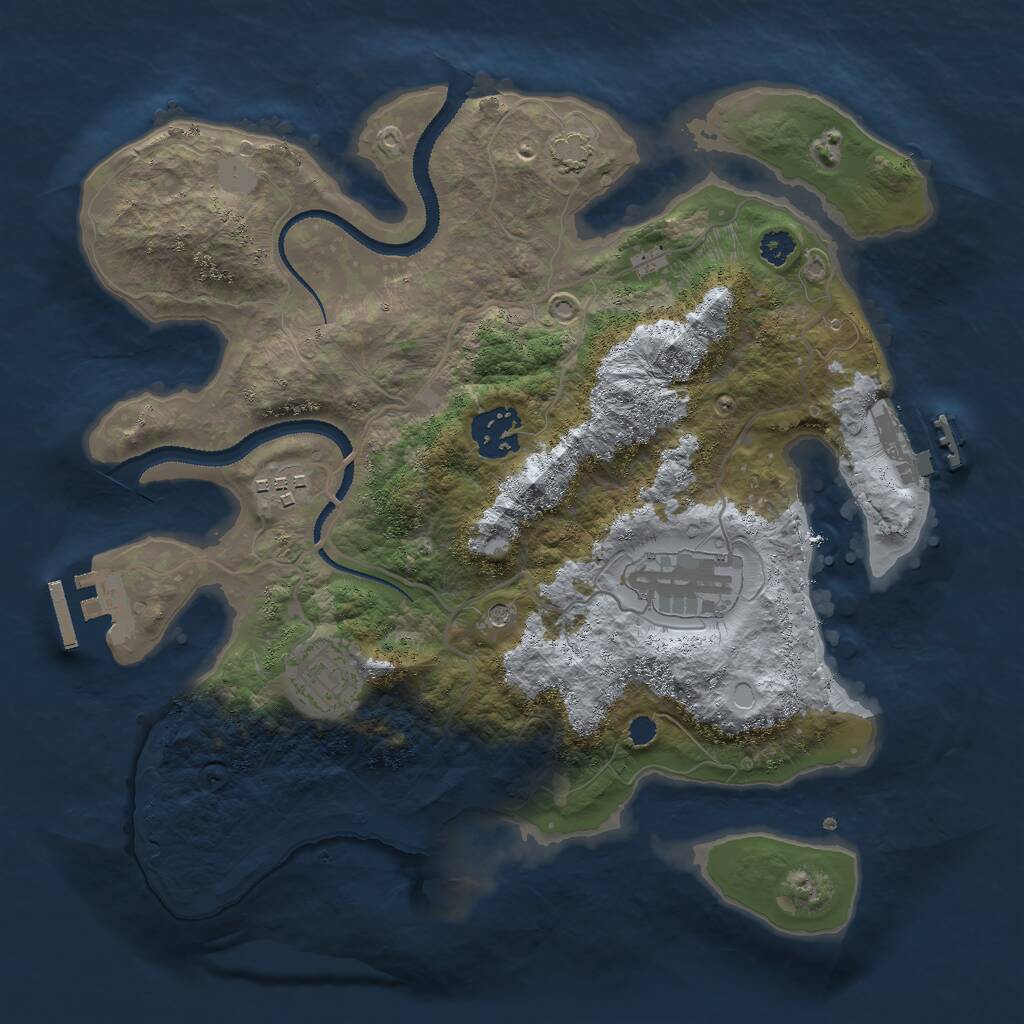 Rust Map: Procedural Map, Size: 3000, Seed: 180647810, 9 Monuments