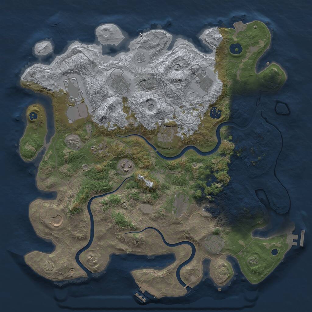Rust Map: Procedural Map, Size: 3900, Seed: 1094451027, 17 Monuments