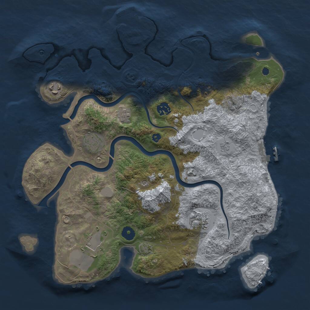 Rust Map: Procedural Map, Size: 3500, Seed: 1381120451, 12 Monuments