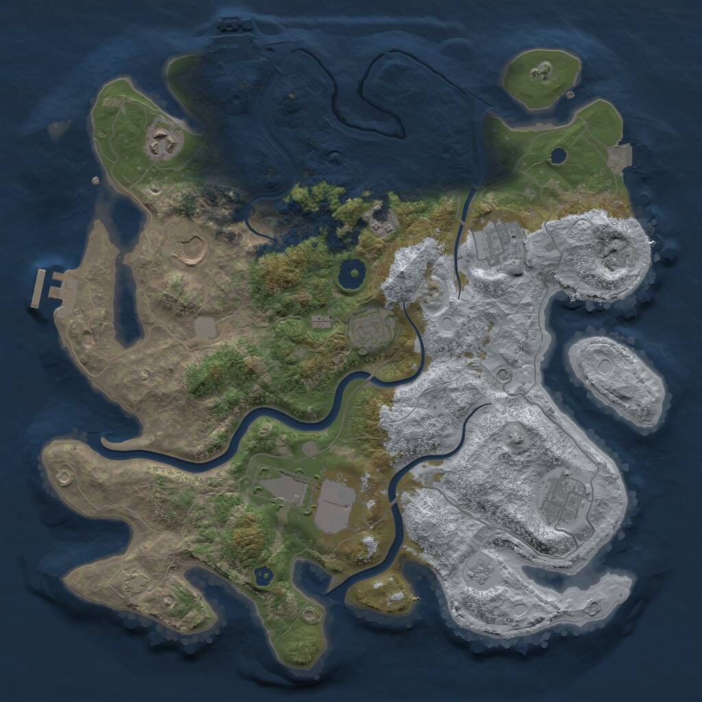 Rust Map: Procedural Map, Size: 3600, Seed: 102124, 13 Monuments