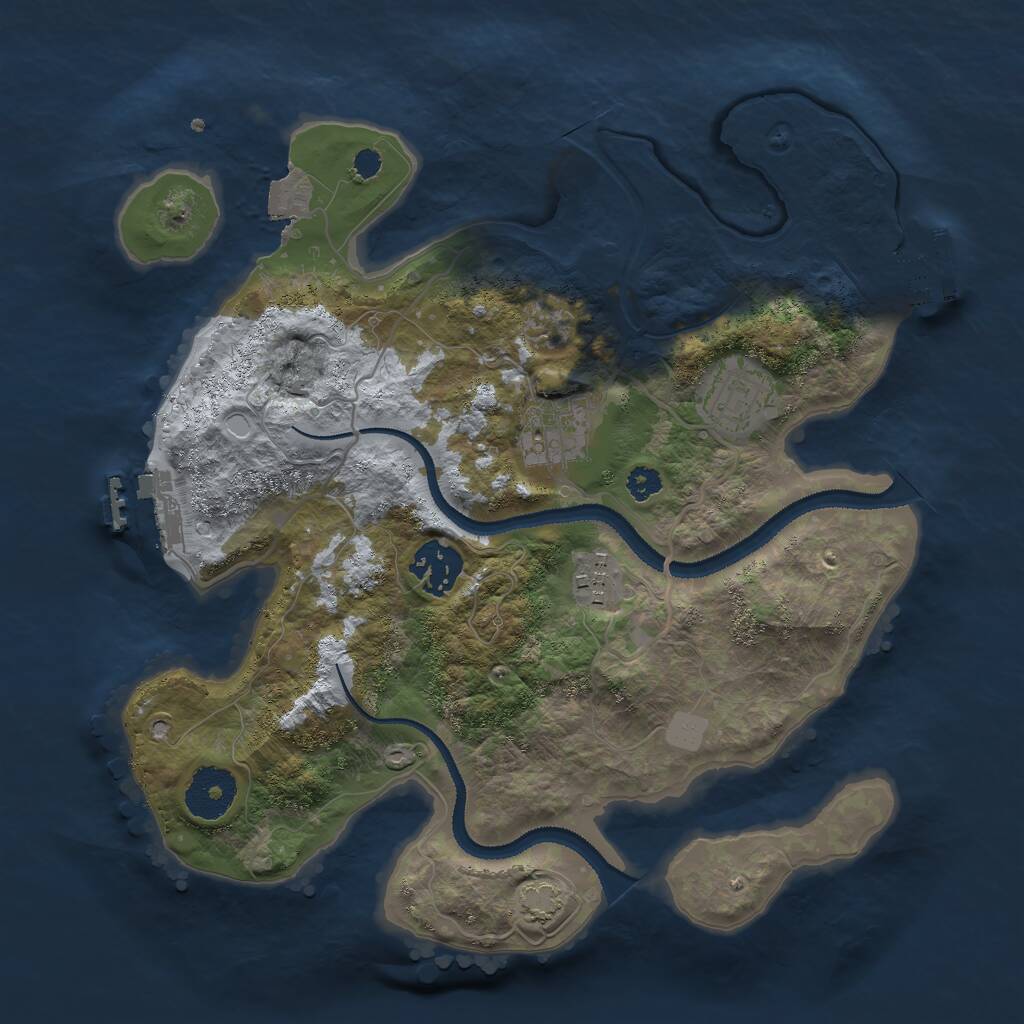 Rust Map: Procedural Map, Size: 3000, Seed: 8123075, 8 Monuments
