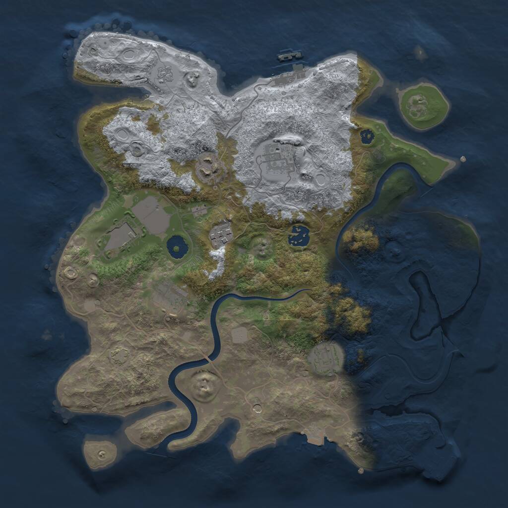 Rust Map: Procedural Map, Size: 3500, Seed: 2104365866, 13 Monuments