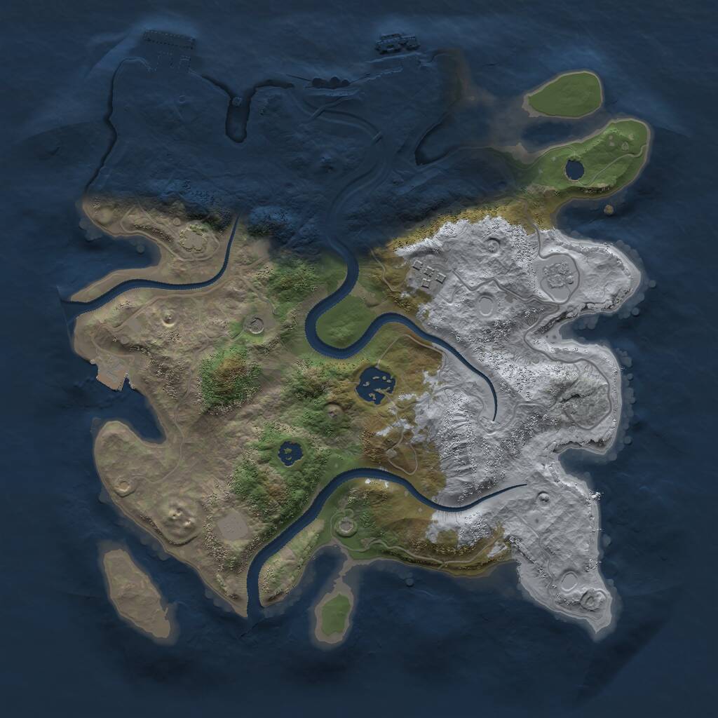 Rust Map: Procedural Map, Size: 3000, Seed: 9572, 8 Monuments