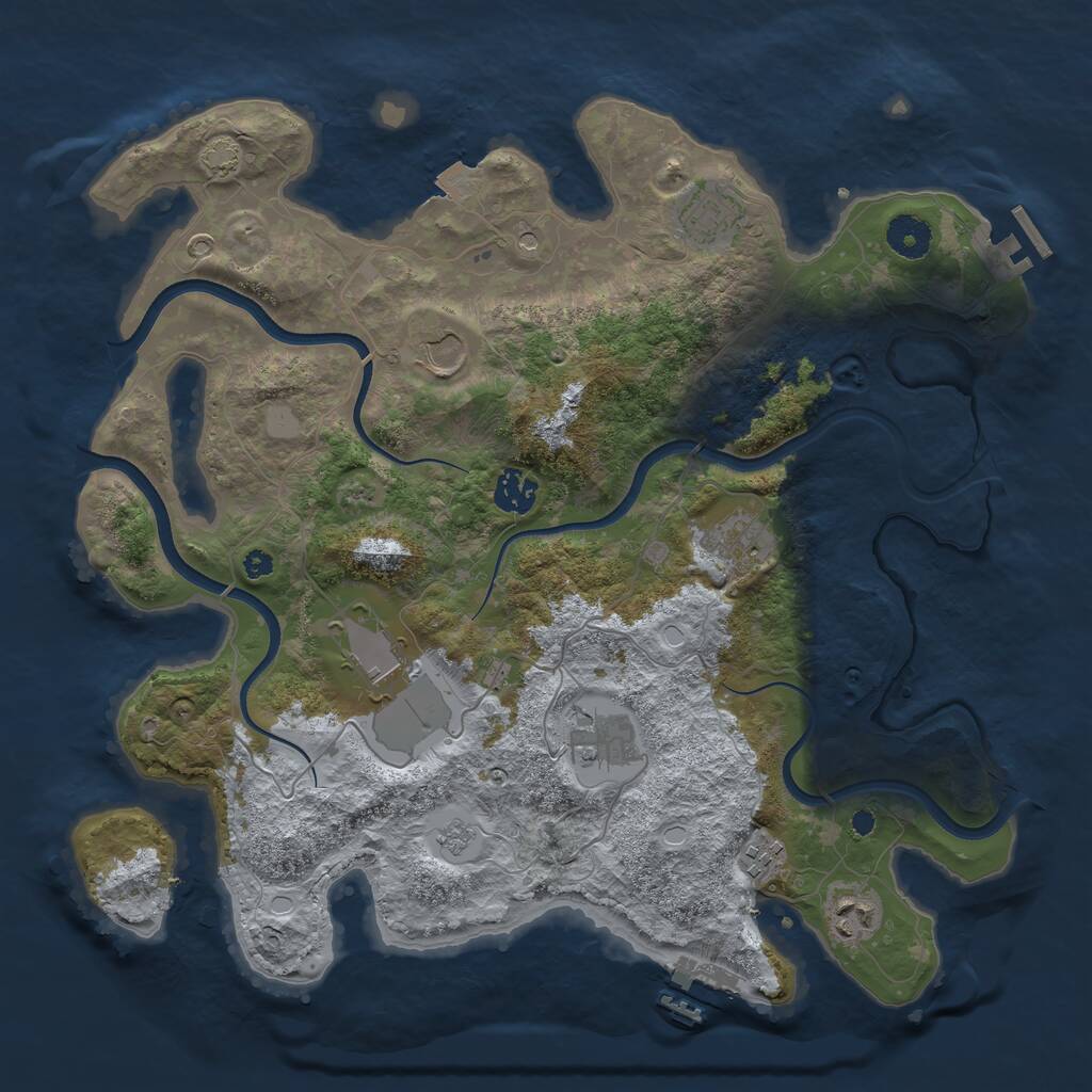 Rust Map: Procedural Map, Size: 3750, Seed: 144020944, 14 Monuments