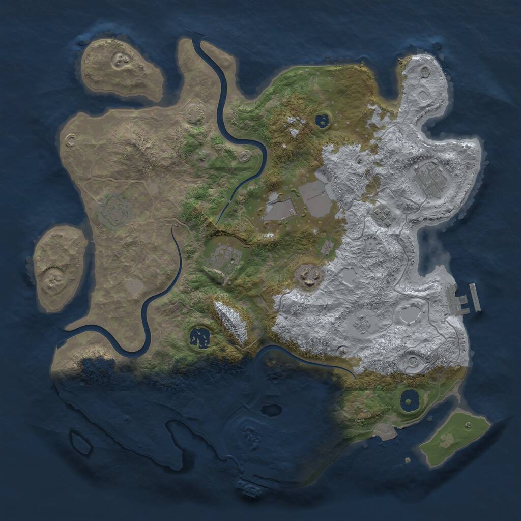 Rust Map: Procedural Map, Size: 3700, Seed: 1329541319, 13 Monuments