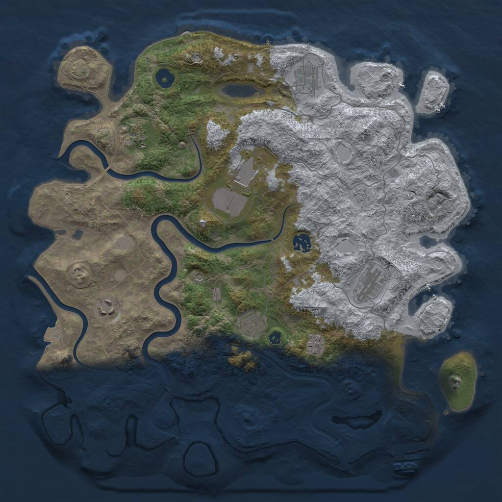 Rust Map: Procedural Map, Size: 3998, Seed: 39999, 14 Monuments