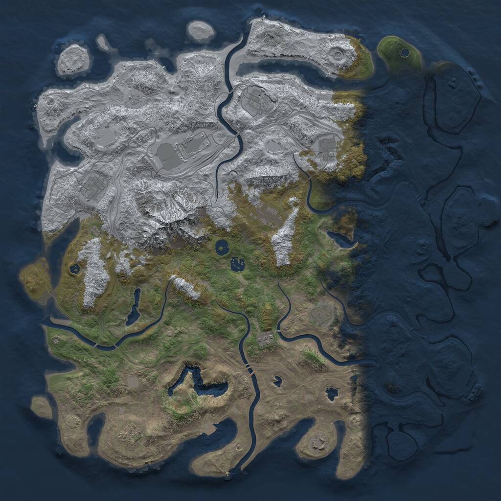 Rust Map: Procedural Map, Size: 5000, Seed: 27119049, 16 Monuments