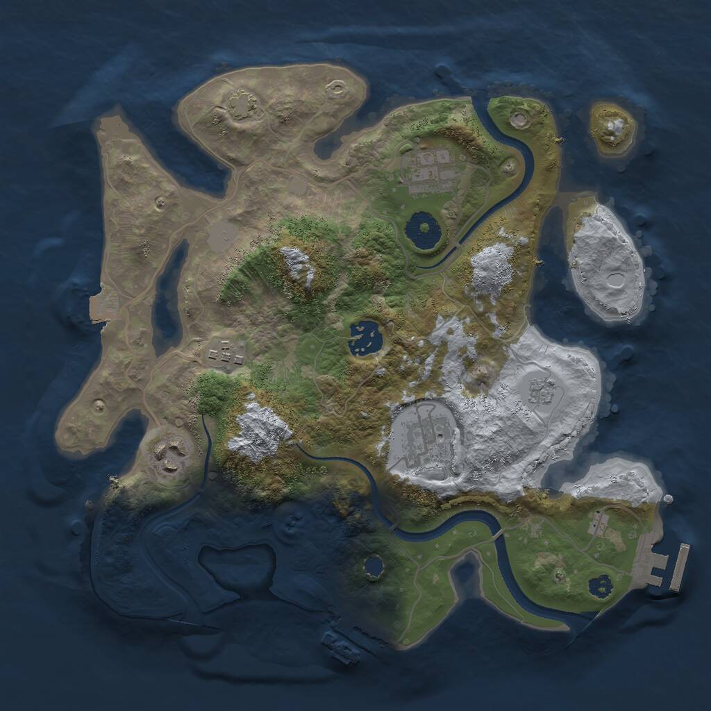 Rust Map: Procedural Map, Size: 3000, Seed: 32456606, 10 Monuments