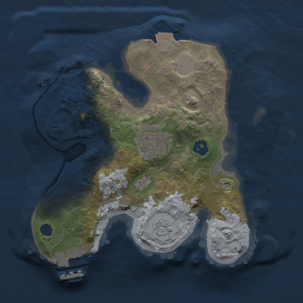 Rust Map: Procedural Map, Size: 2000, Seed: 1993361620, 4 Monuments