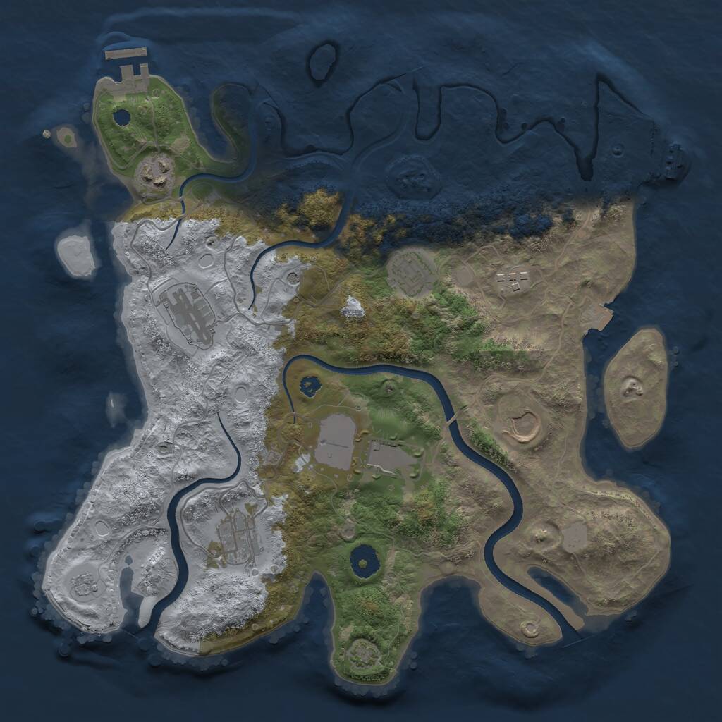 Rust Map: Procedural Map, Size: 3500, Seed: 3556, 13 Monuments