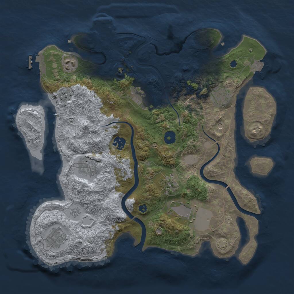 Rust Map: Procedural Map, Size: 3500, Seed: 2002795534, 15 Monuments
