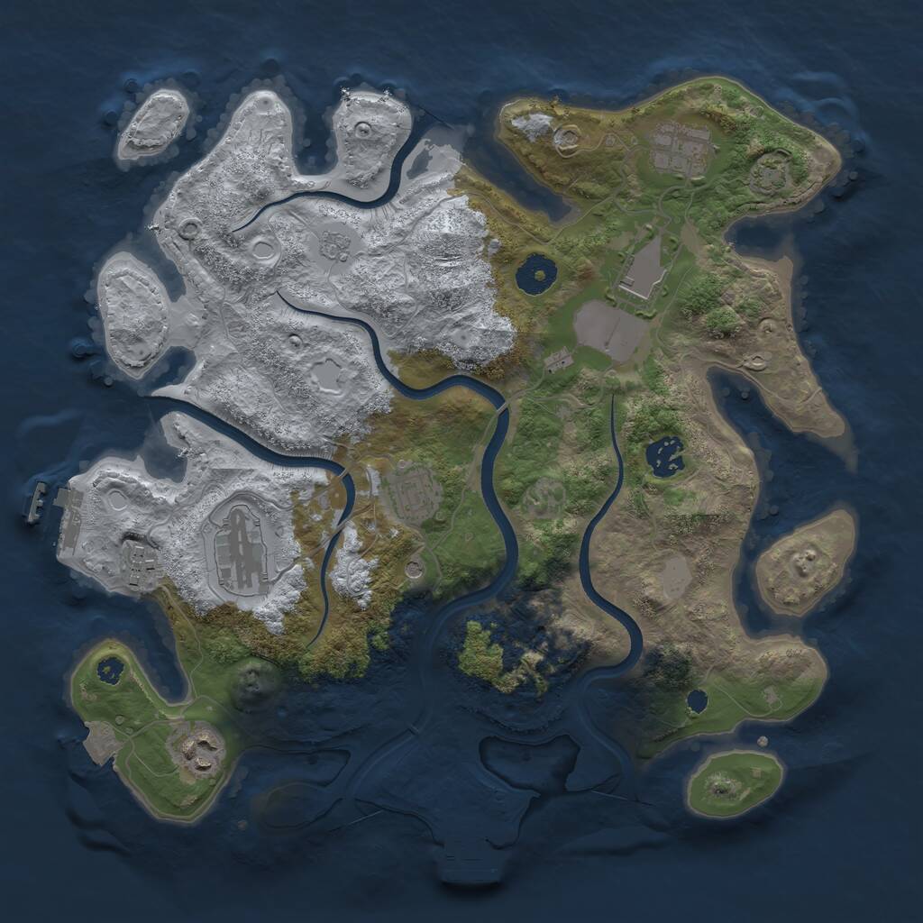Rust Map: Procedural Map, Size: 3500, Seed: 2118547956, 13 Monuments