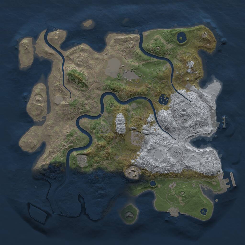 Rust Map: Procedural Map, Size: 3500, Seed: 622613676, 11 Monuments