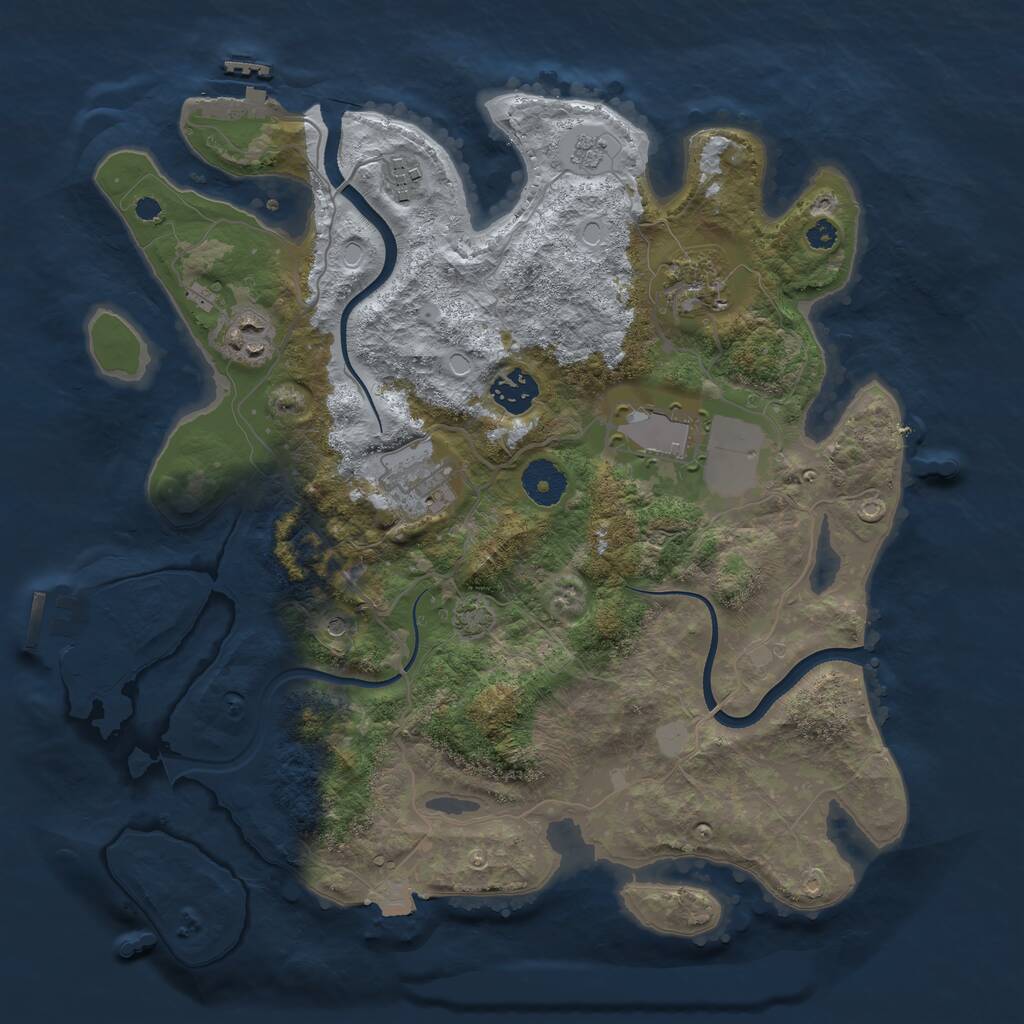 Rust Map: Procedural Map, Size: 3500, Seed: 1279287173, 12 Monuments