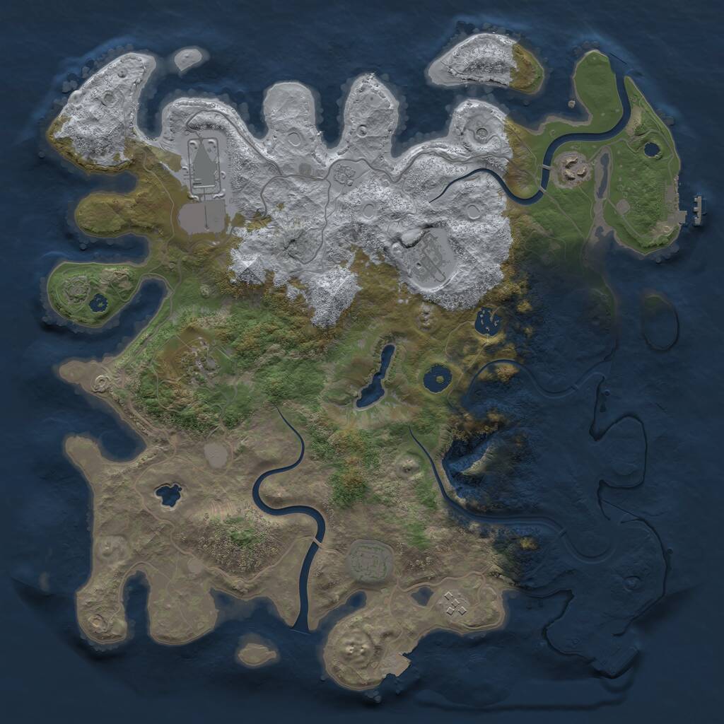 Rust Map: Procedural Map, Size: 4000, Seed: 53921258, 13 Monuments