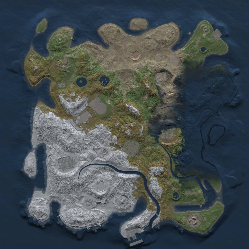 Rust Map: Procedural Map, Size: 3750, Seed: 844495414, 15 Monuments