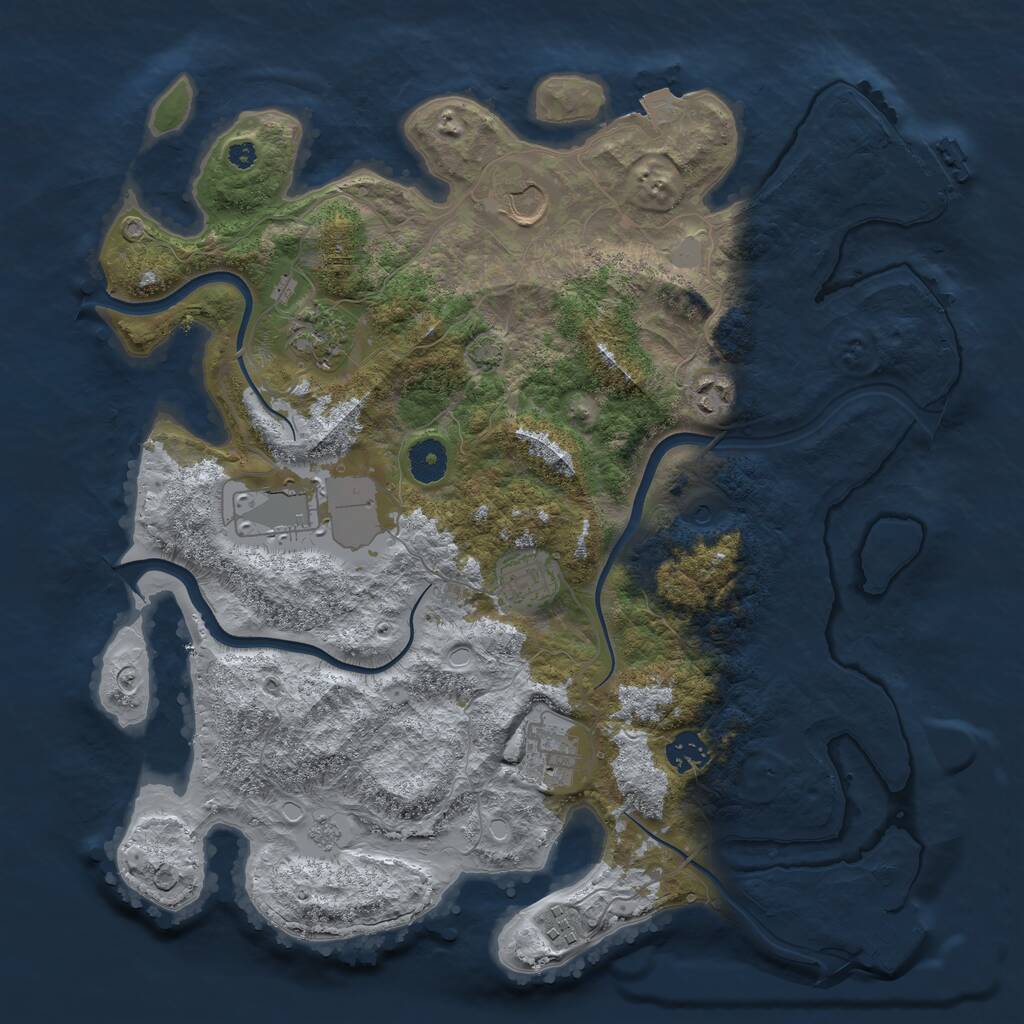 Rust Map: Procedural Map, Size: 3750, Seed: 844495414, 14 Monuments