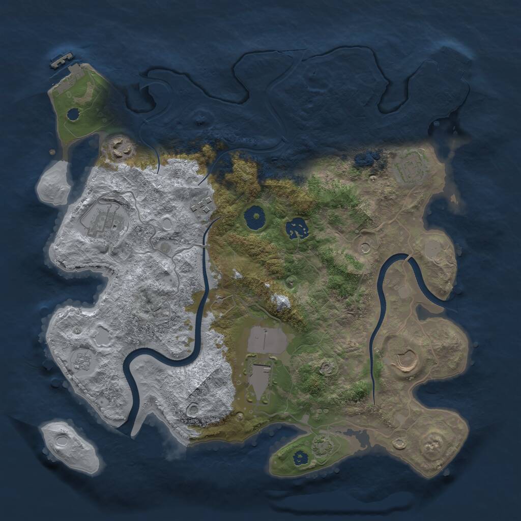 Rust Map: Procedural Map, Size: 3500, Seed: 1112424833, 13 Monuments