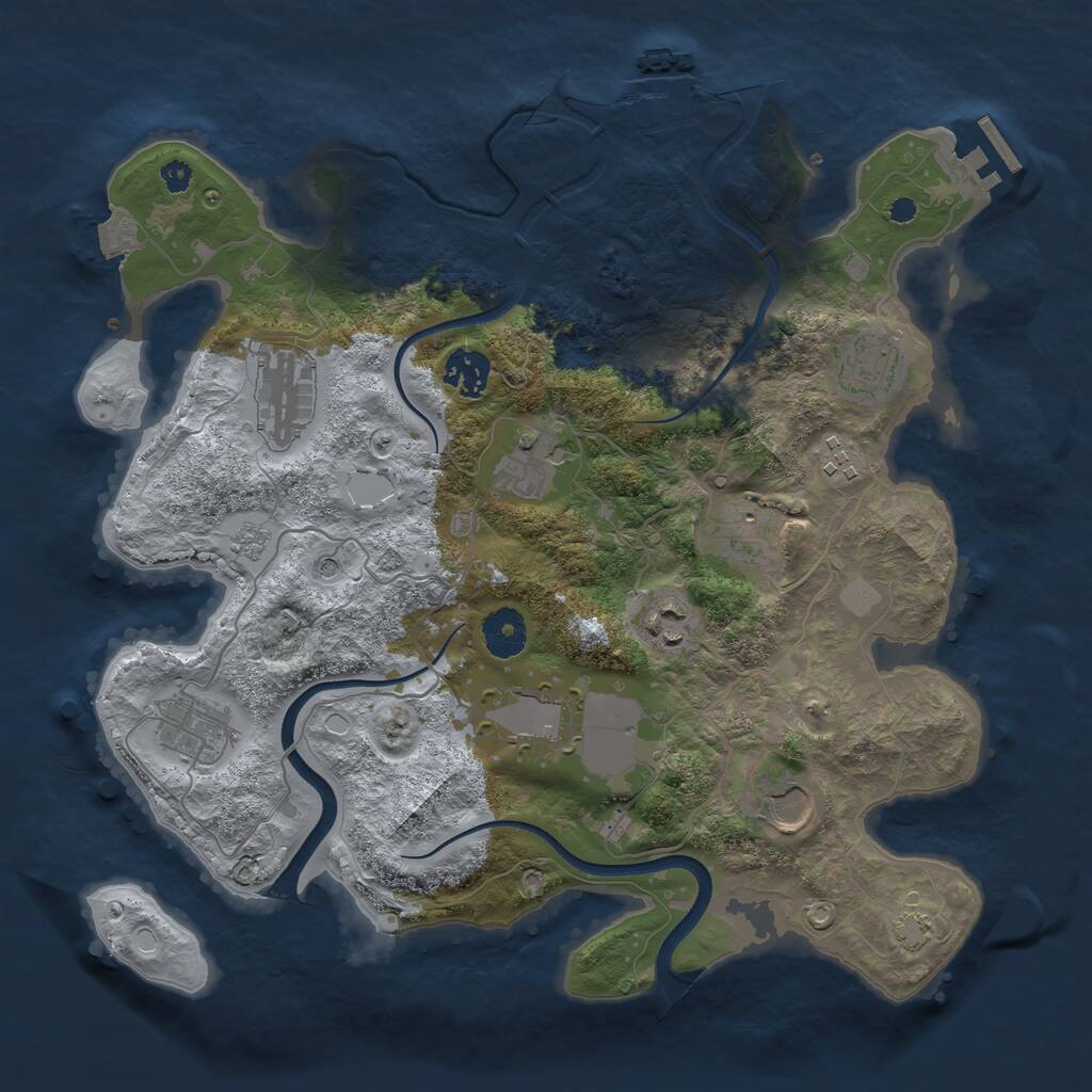 Rust Map: Procedural Map, Size: 3500, Seed: 1112424833, 16 Monuments