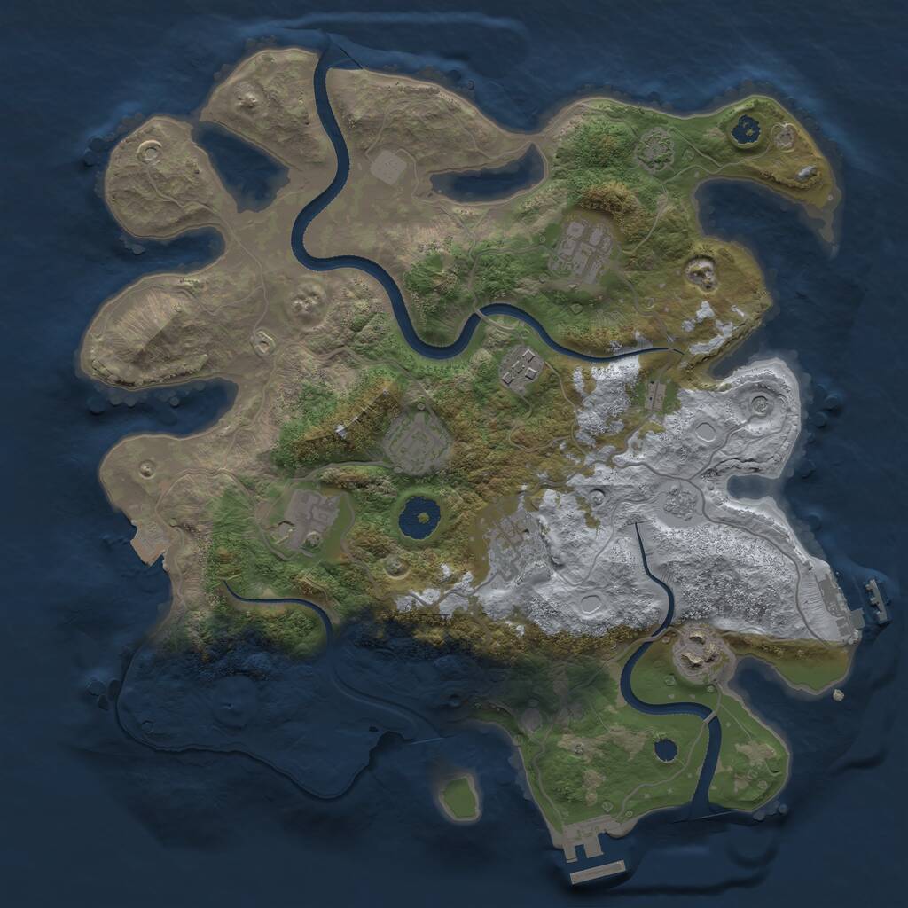 Rust Map: Procedural Map, Size: 3300, Seed: 1467805535, 12 Monuments