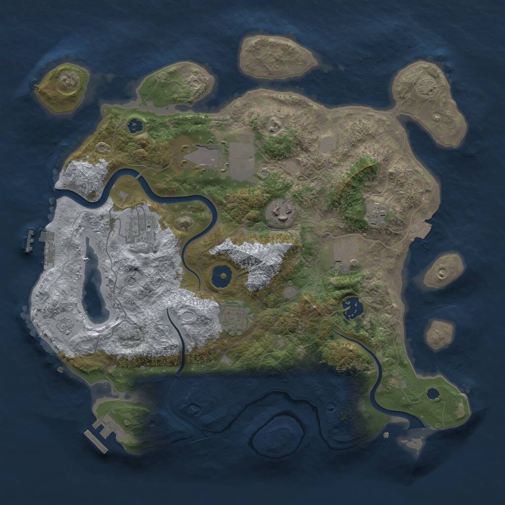 Rust Map: Procedural Map, Size: 3500, Seed: 686018825, 13 Monuments