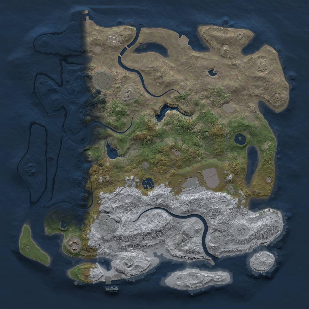 Rust Map: Procedural Map, Size: 4000, Seed: 1230186414, 12 Monuments