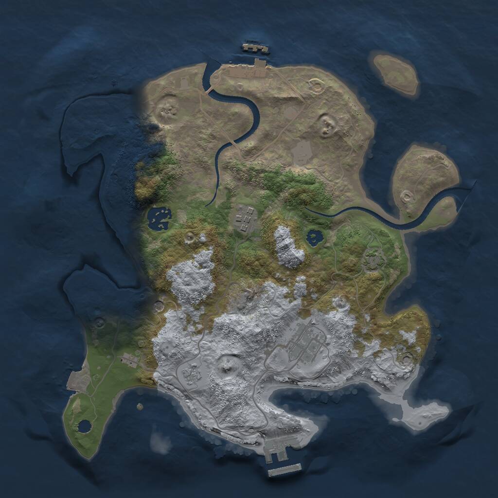 Rust Map: Procedural Map, Size: 3000, Seed: 920640740, 9 Monuments