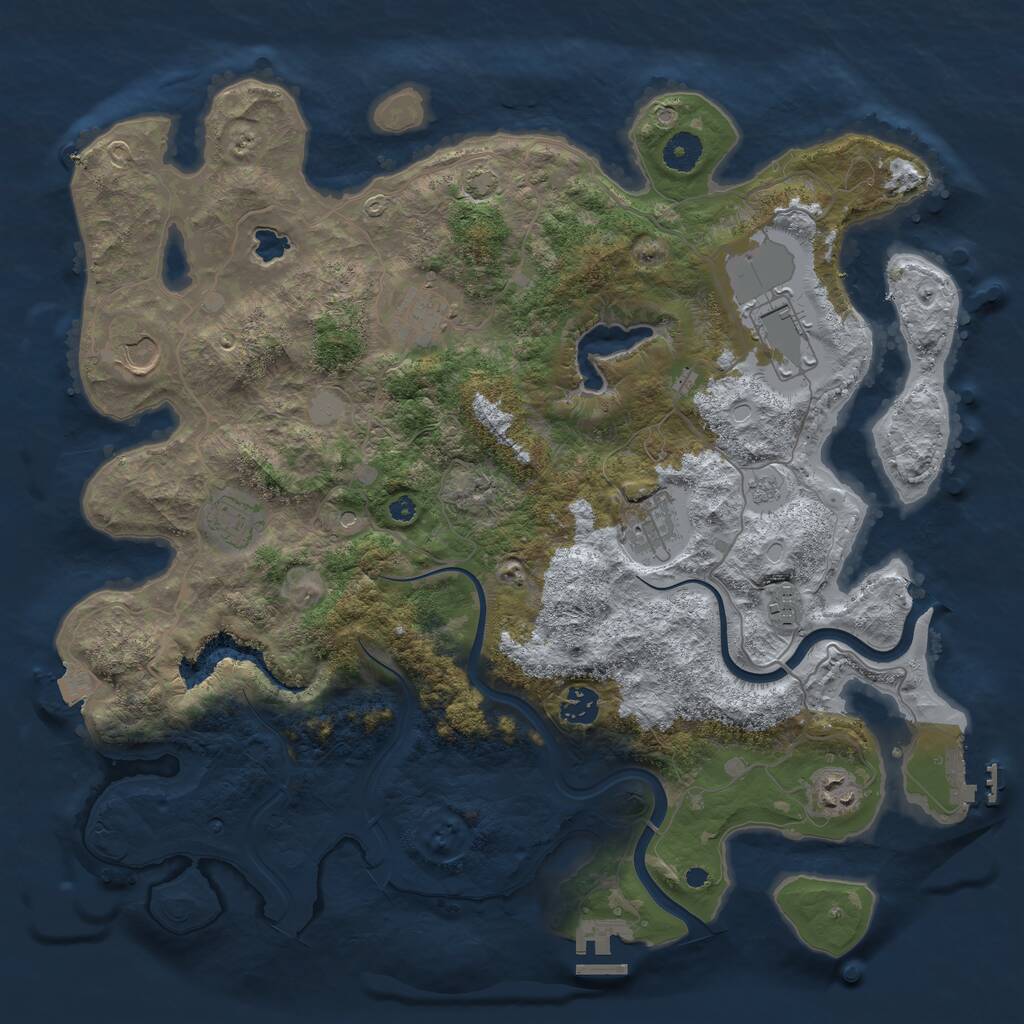 Rust Map: Procedural Map, Size: 4000, Seed: 327351937, 14 Monuments