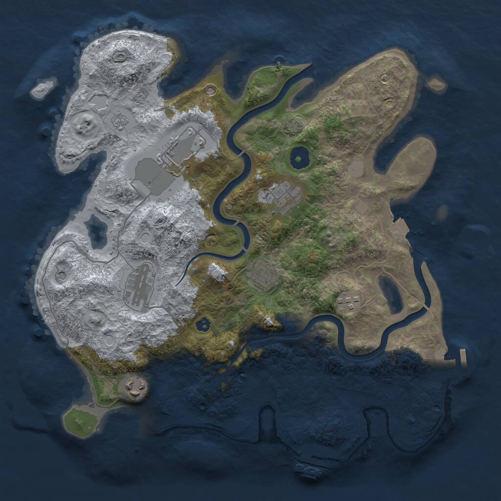 Rust Map: Procedural Map, Size: 3500, Seed: 730715692, 12 Monuments