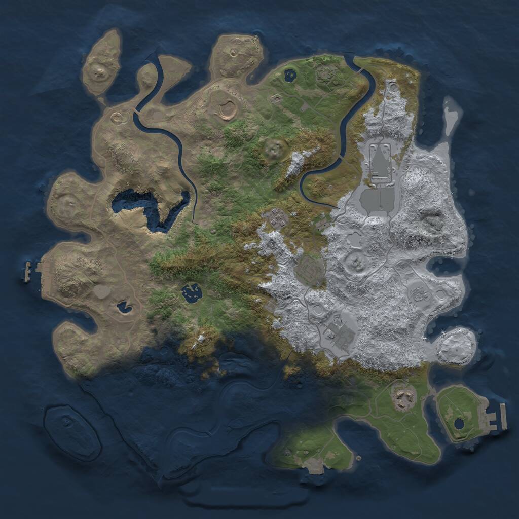 Rust Map: Procedural Map, Size: 4000, Seed: 1861099809, 13 Monuments