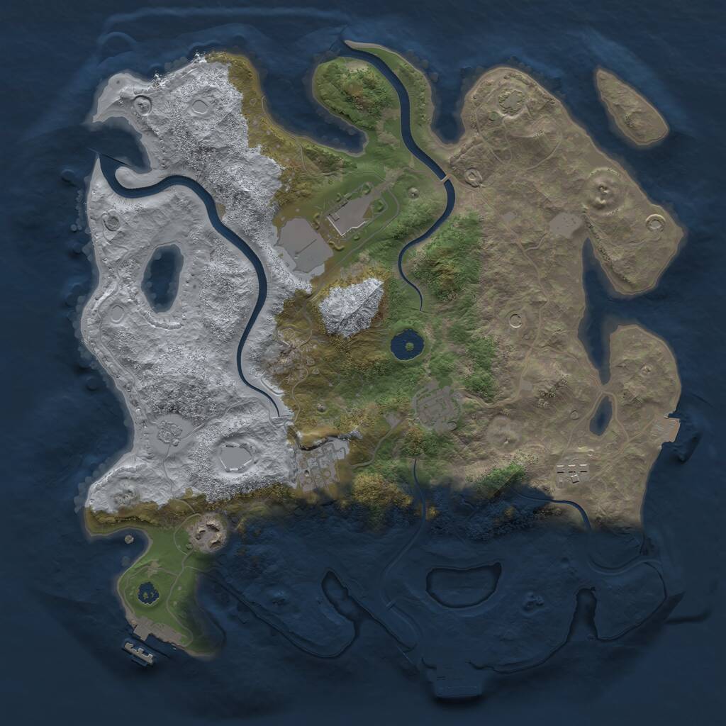Rust Map: Procedural Map, Size: 3500, Seed: 1470681420, 11 Monuments