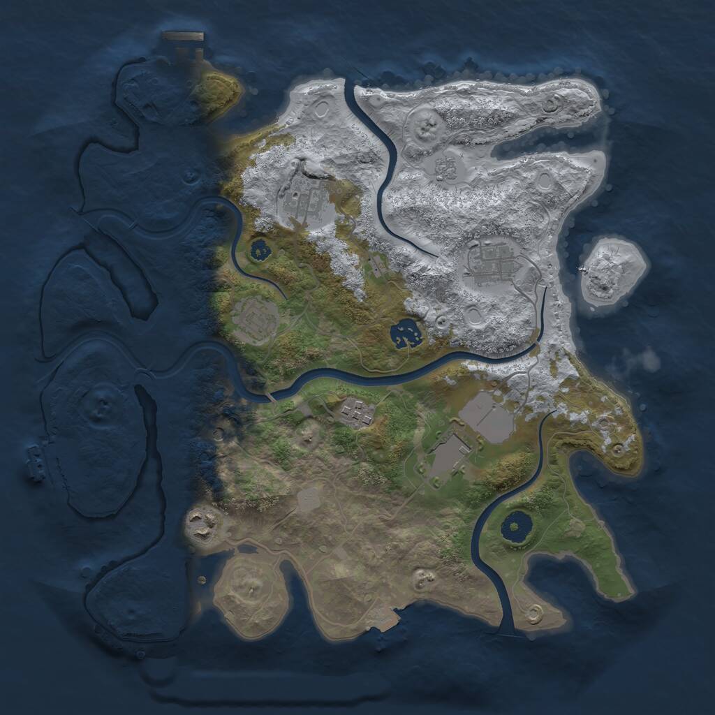 Rust Map: Procedural Map, Size: 3500, Seed: 866582867, 12 Monuments