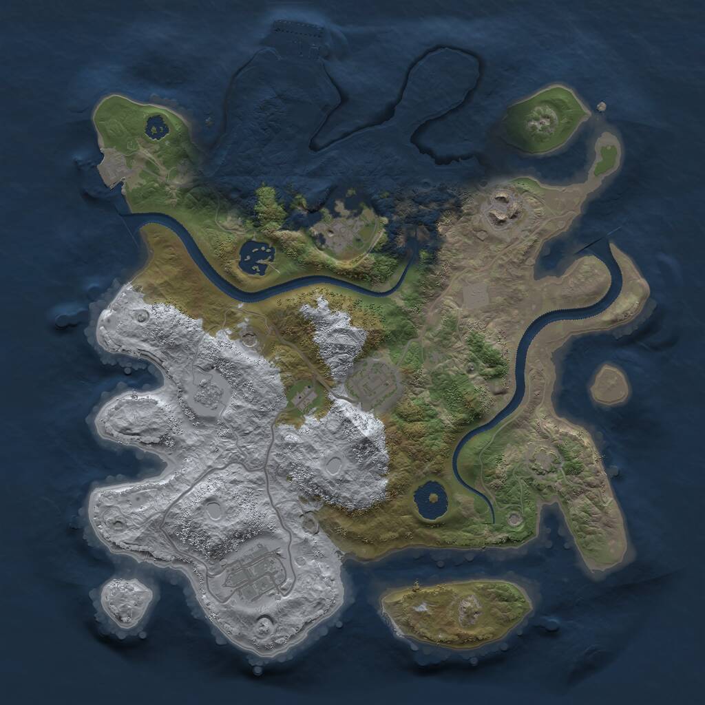 Rust Map: Procedural Map, Size: 3000, Seed: 1229495942, 10 Monuments