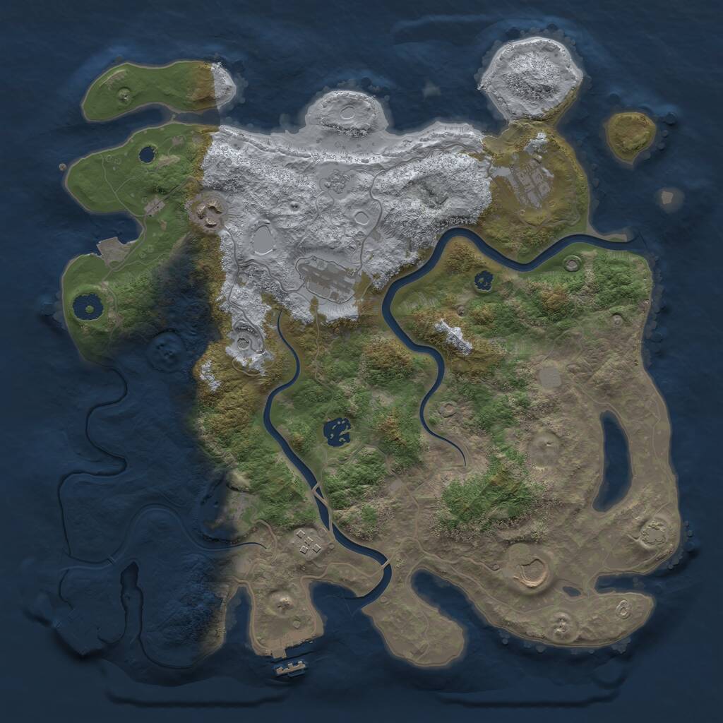 Rust Map: Procedural Map, Size: 3800, Seed: 203044535, 13 Monuments