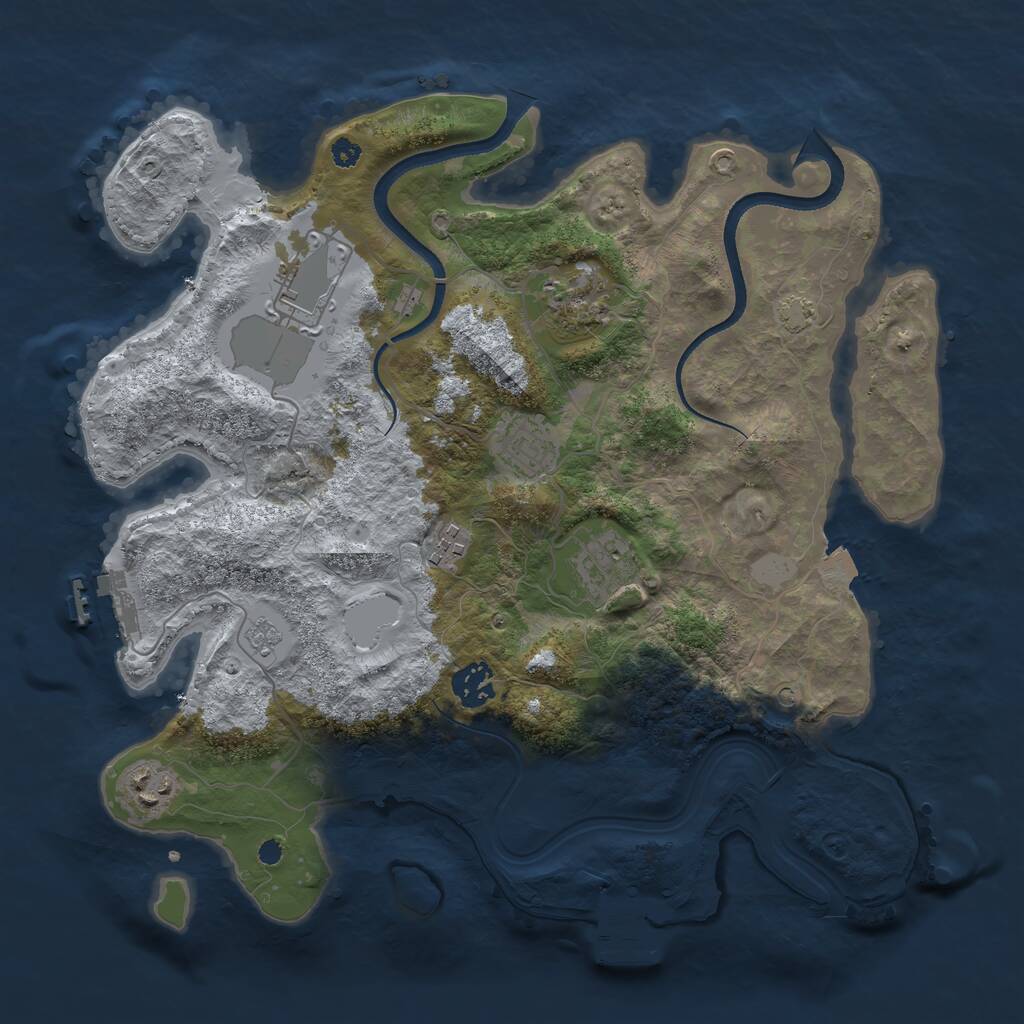 Rust Map: Procedural Map, Size: 3500, Seed: 410797297, 13 Monuments
