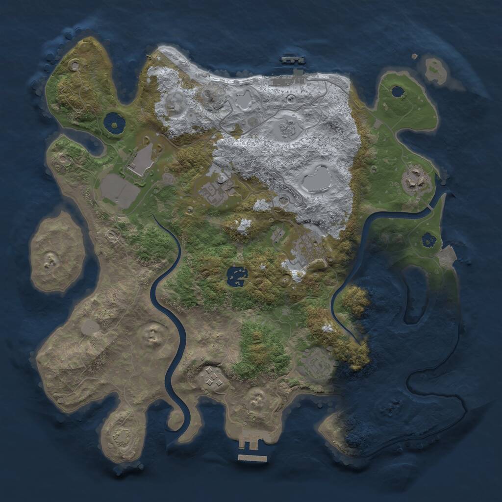 Rust Map: Procedural Map, Size: 3500, Seed: 85033520, 13 Monuments